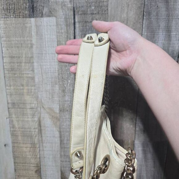 Symeli Cream Gold Studded Skull Faux Leather Goth Punk Emo Bag Purse - Picture 8 of 10